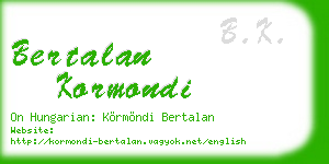 bertalan kormondi business card